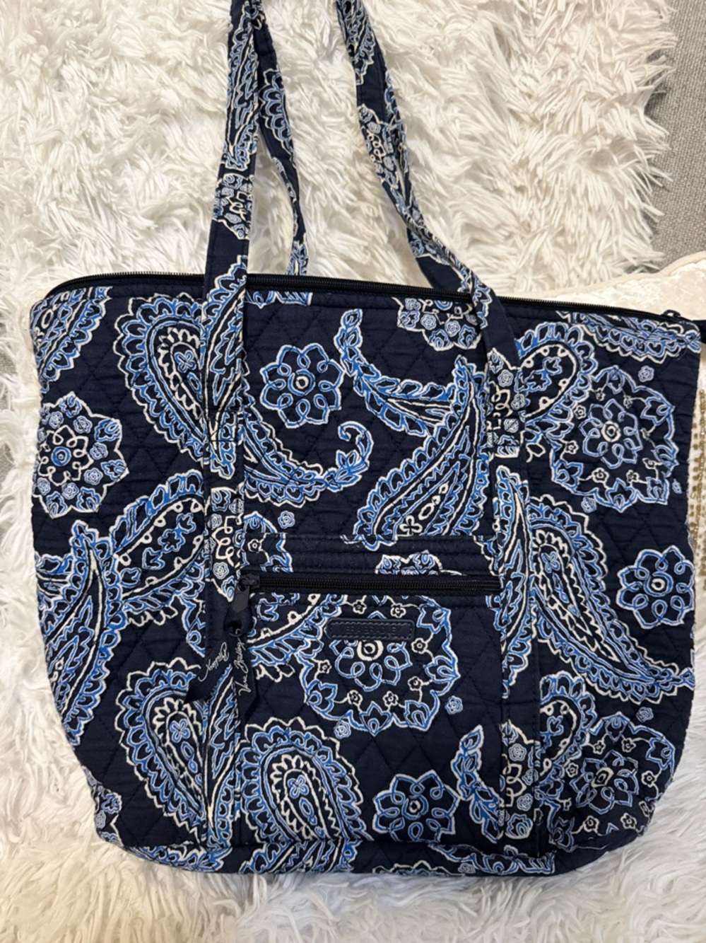Vera Bradley Quilted Navy Paisley Tote Bag